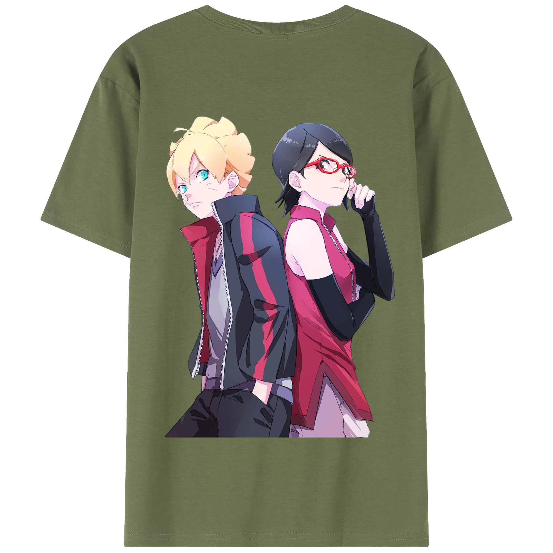 （画像用） NARUTO -ナルト- うちは サラダ Uchiha Sarada 綿100％半袖Tシャツ（背面プリント）